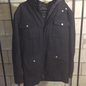 Structure Hooded Wool Coat